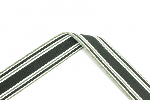 Gurtband Streifen olive/weiß 30 mm (1 m)